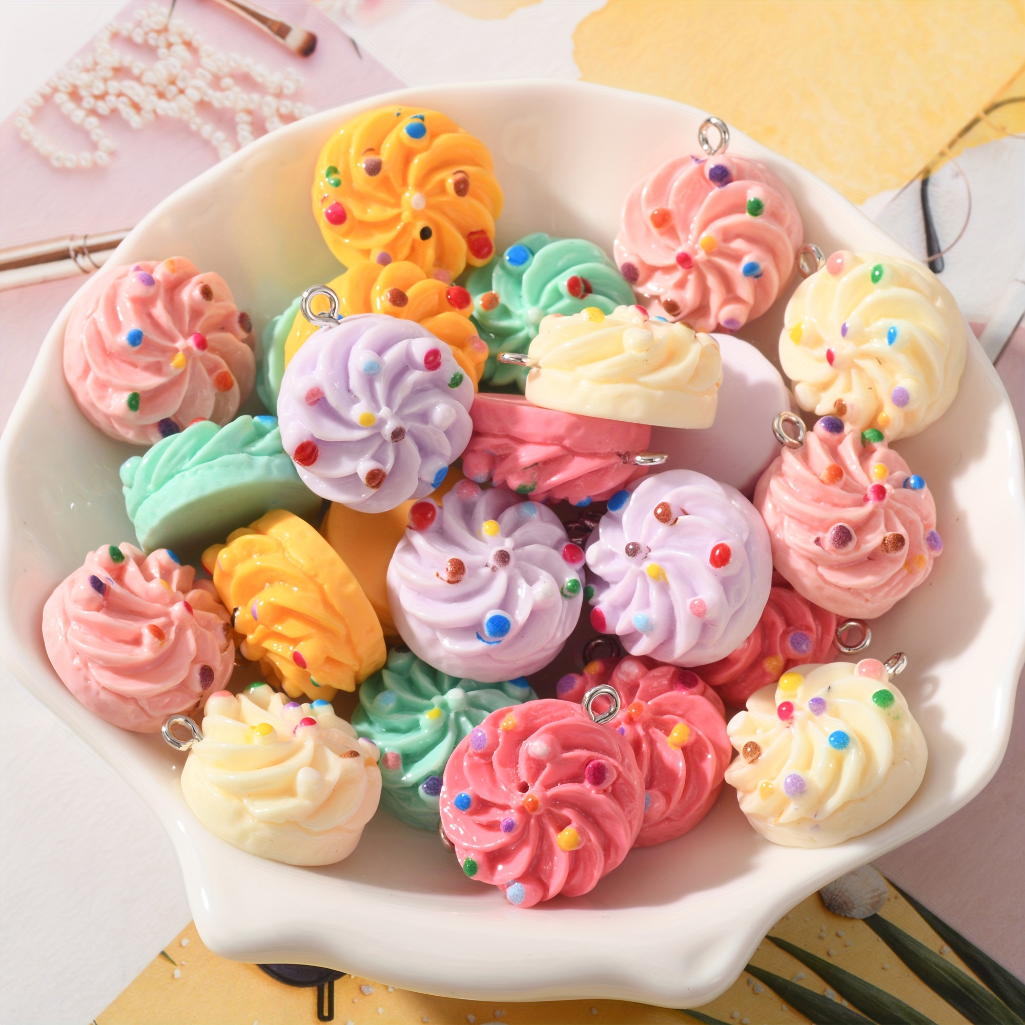 

10pcs Cute Resin Cream Cake Charms Set - Diy Bracelets, Necklaces & Keychains, Lh1028