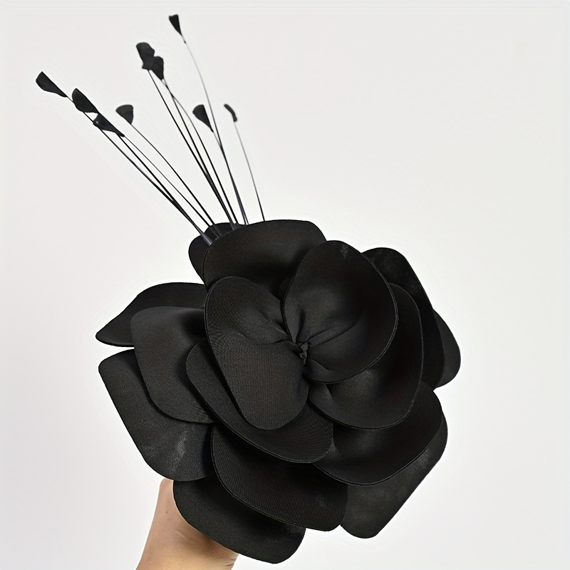 TEMU 여성용 인조 깃털 헤어피스, 독특하고 가벼운 블랙 미끄럼 방지 헤어밴드, 티 파티, 결혼식, 파티 및 기타 공식 행사에 적합한 완벽한 대안이며 사용하기 매우 용이합니다.