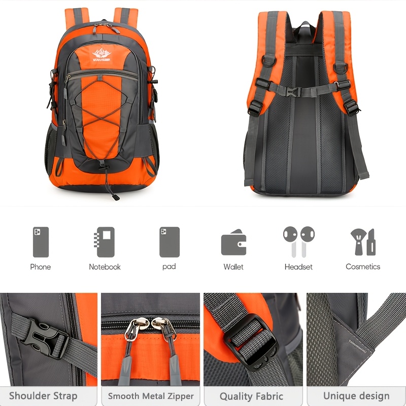 Hiking Backpack with Multiple Compartments and Elastic Drawstring