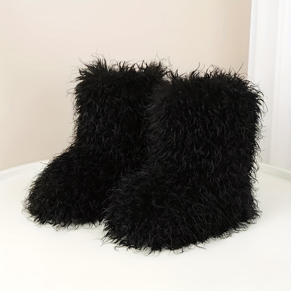 【Anyone more】Bolt Winter Fur Platform Sole Long Boots Amazon.com | Accloris Black Platform Knee High Boots For