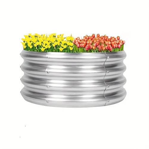 galvanized raised garden bed 60cm metal round planter box for outdoor garden bed for planting vegetables plants for gardening vegetables outside