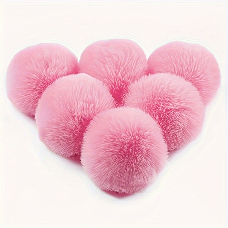 6-pack Fabric Faux Fur Pompoms For Clothing And Additions - Soft Fluffy Craft Pom Poms For Hats, Shoes, Bags - Fashion Embellishments