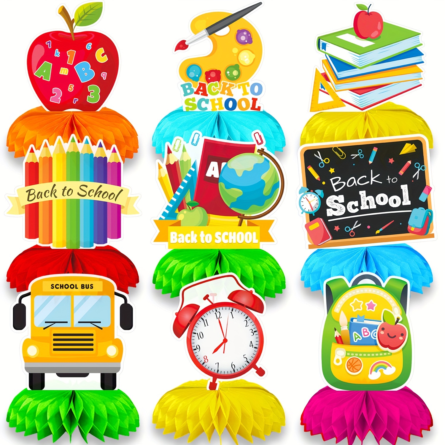 Image of 9pcs Back To School Party Table Decorations First Day Of School Table Centerpiece Decorations Table Decorations Welcome Back To School Party Decorations For Home Classroom Decoration Party Supplier
