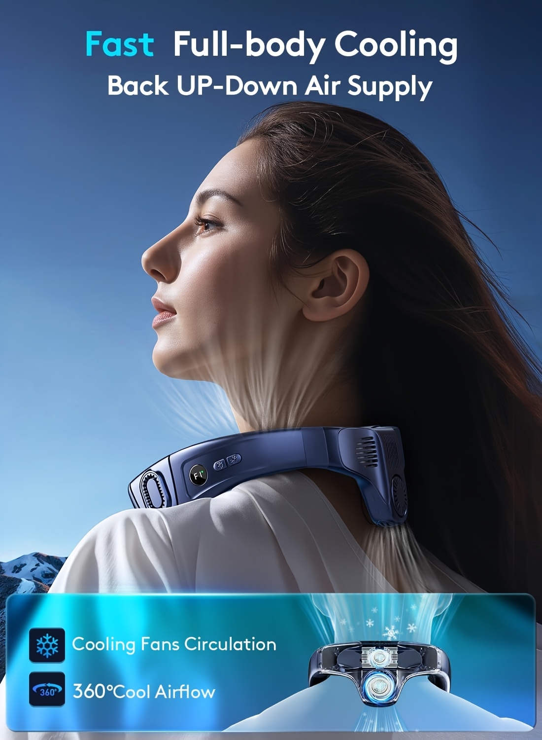 5200Mah Neck Fan, Portable Air Conditioning Fan, Ergonomic Personal Cooling Fan, Type-C Rechargeable, 3D Airflow Wearable, LED Screen, 3 Modes, a Gift for Men And Women, Suitable for Outdoor Travel And Indoor Use