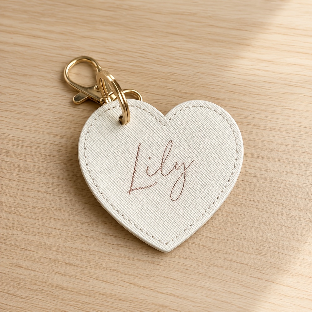 TEMU Custom Heart Keychain, Name Clip, Synthetic Bag Accessory, Personalized Key Chain, Gift For Her, Birthday Present, Bridesmaid Gift