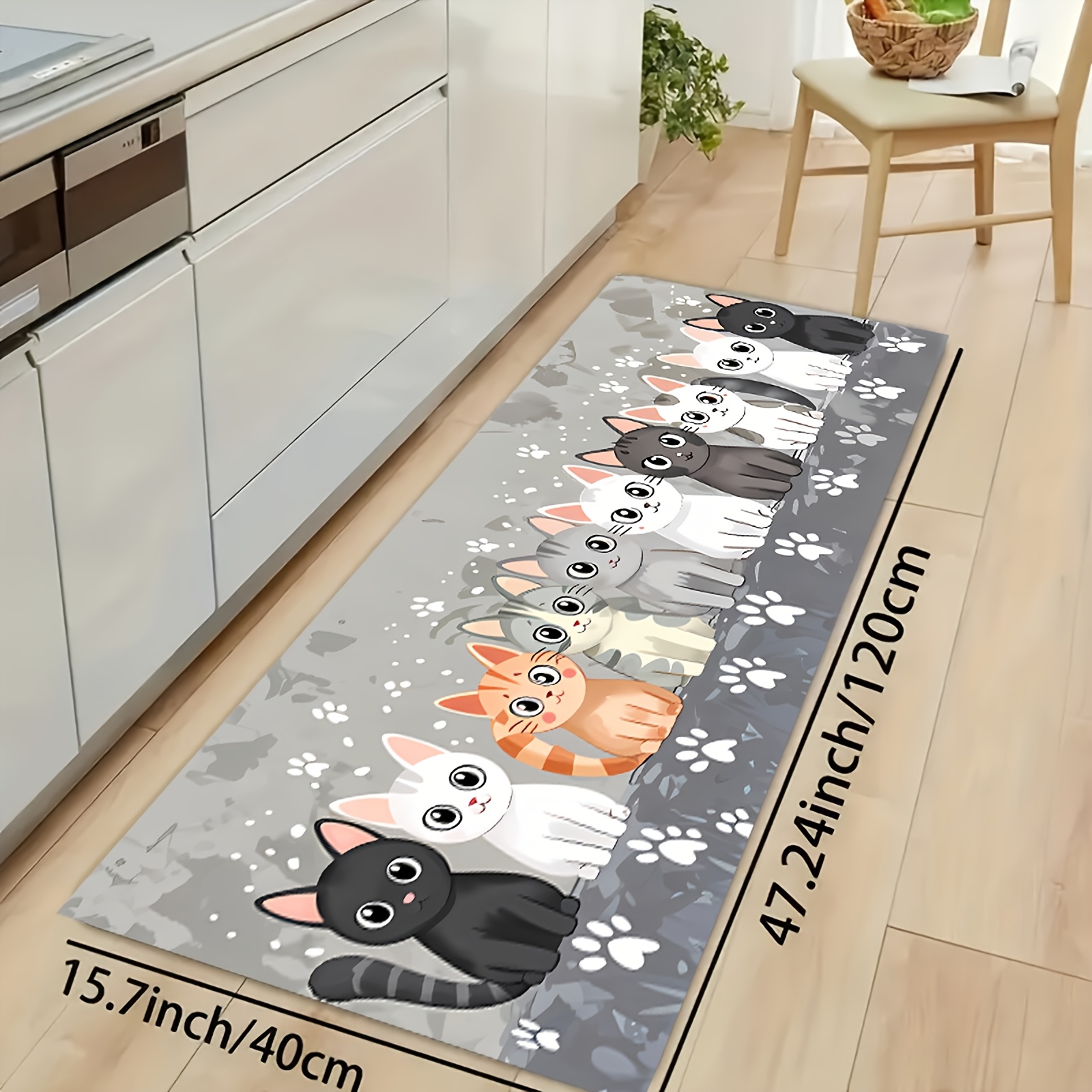 Tapis de couloir décoratif pour buanderie – Motif rustique – 99,1