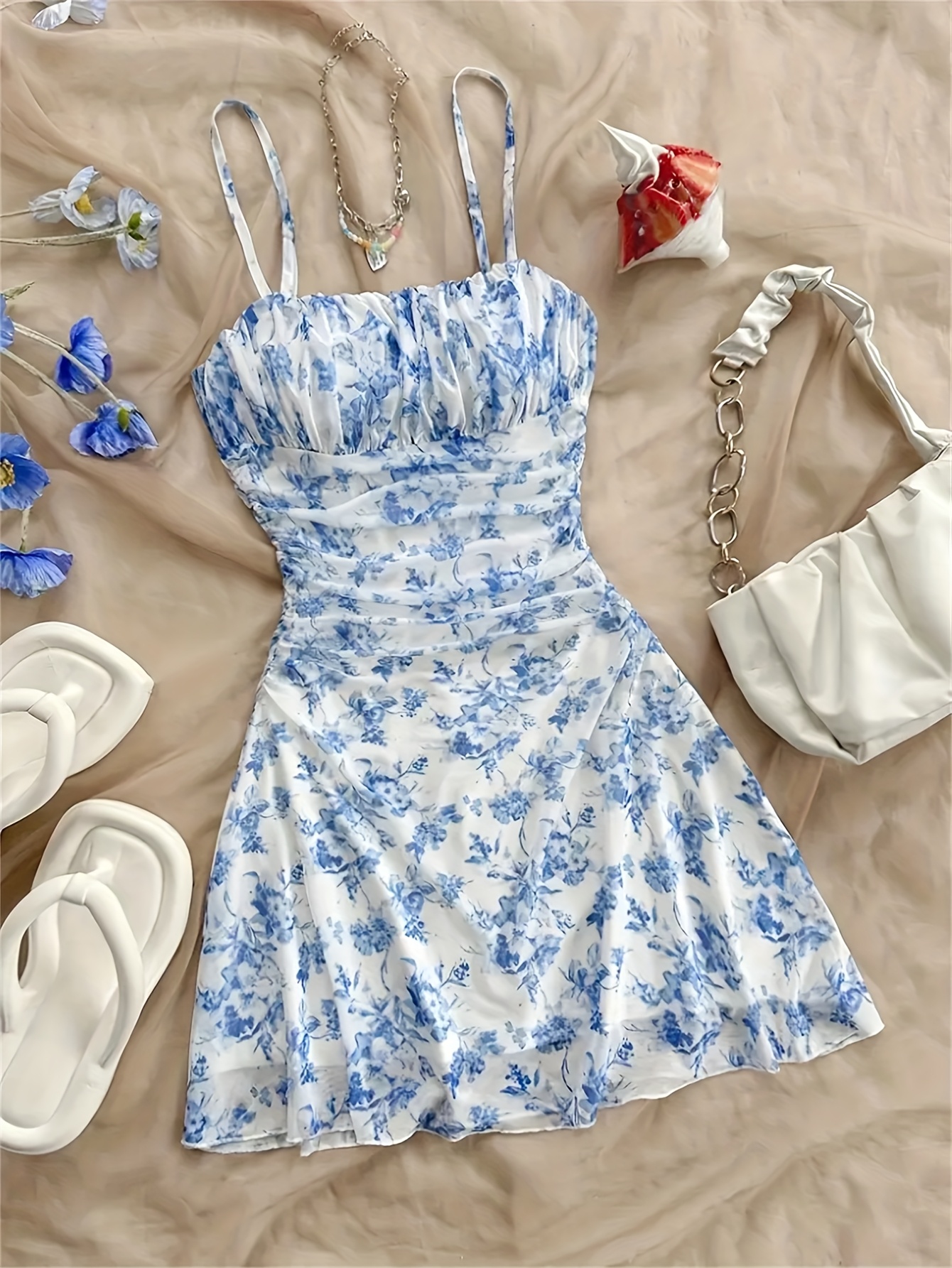 womens floral print halter neck dress fit high stretch - Temu