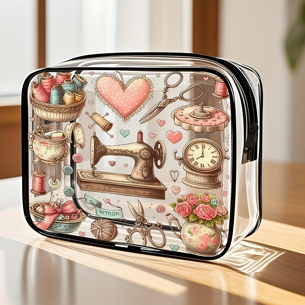 TEMU 1pc Women's Large Capacity Zippered Makeup And Travel Organizer Bag - High-quality Cosmetic Storage, Toiletry Bag, Lightweight Pvc Organizer,