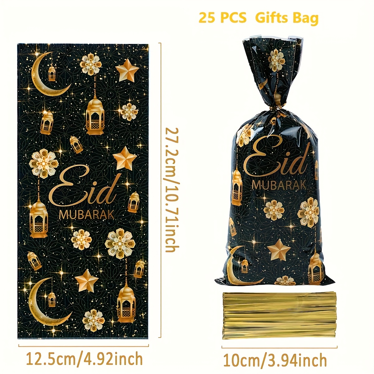 Image of 25/50/100pcs, Gift Bags, Black Star Castle Gift Packaging Bags, Ramadan Decoration For Home, Ramadan Kareem Decoration, Eid Al Gifts, Party Supplies, Ramadan Mubarak Eid Al-fitr Gift Packing Bag