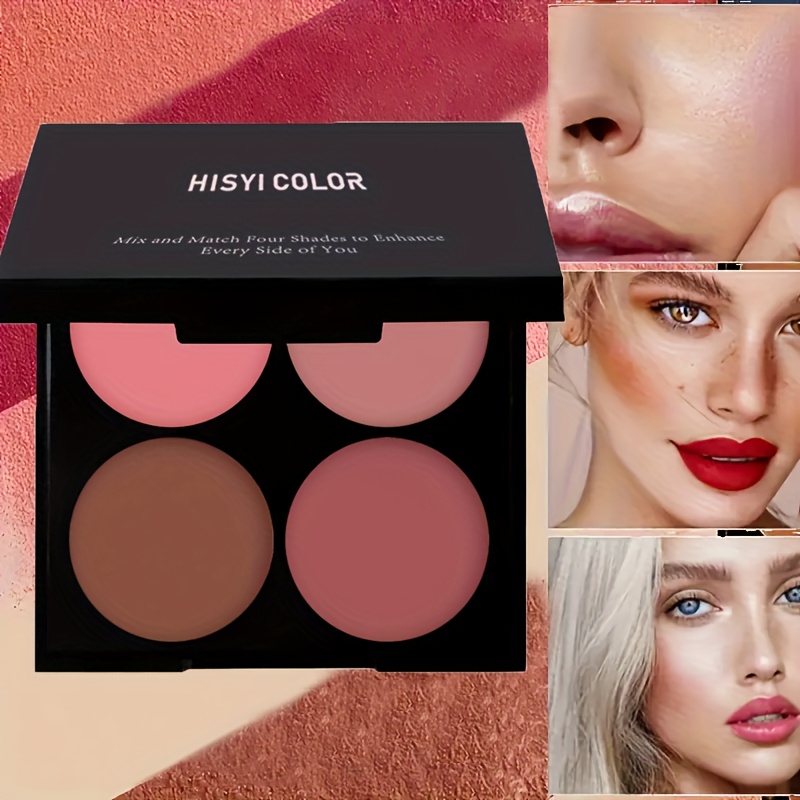 4 color waterproof blush palette easy to apply natural 3d makeup look shade enhancement for   tones matte shimmer   in red hues makeup palette