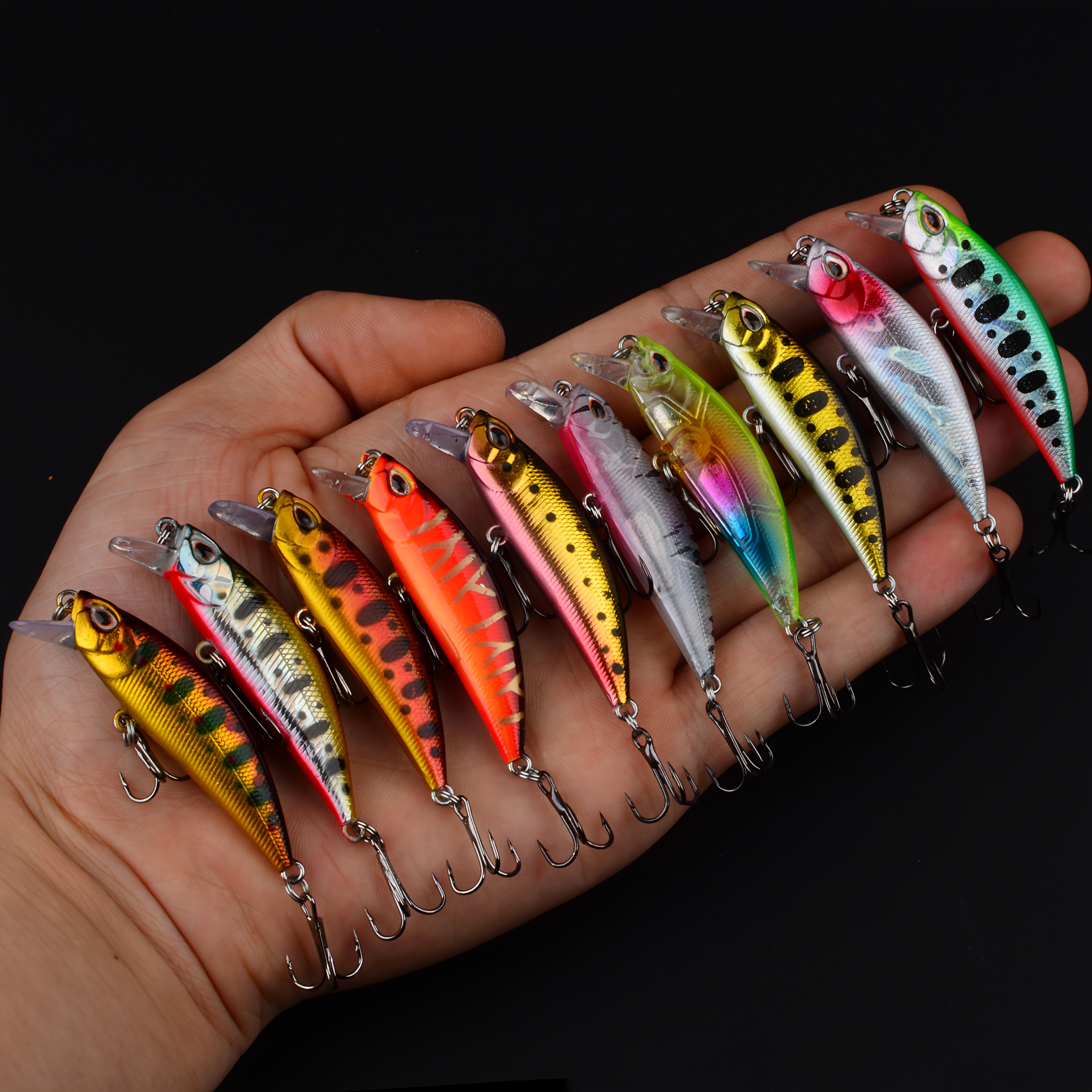 TEMU 10pcs Mini Sinking Minnow Crank Wobbler Jerkbait Fishing Lure Artificial Bait Carkbait Swimbait Fishing Tackle For Pike Carp