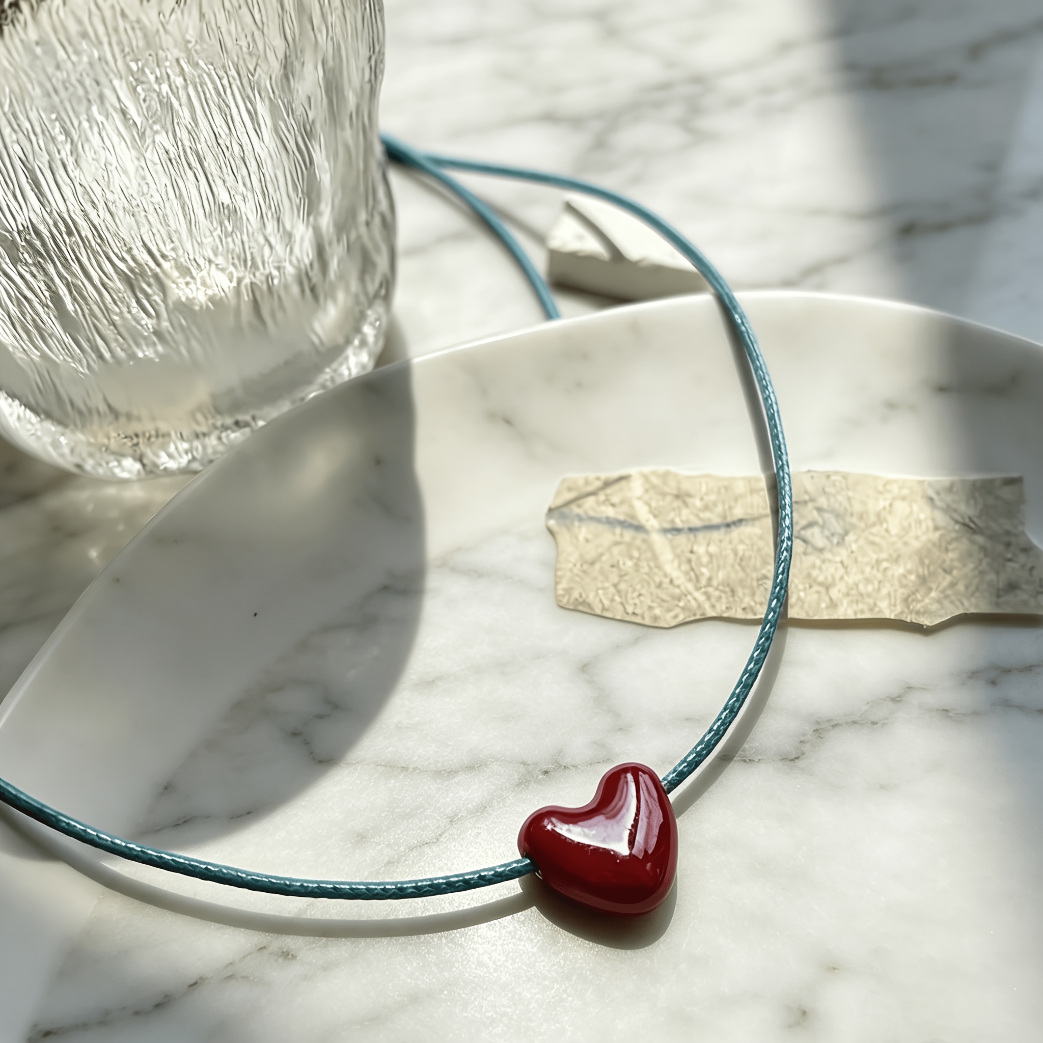 Minimalist Handcrafted Ceramic Star and Heart Pendant Necklace