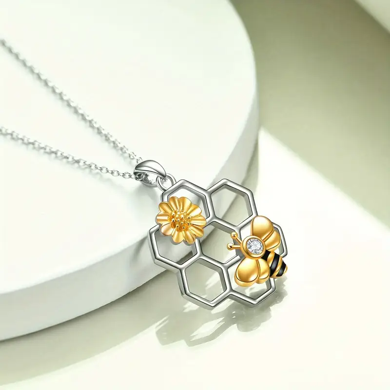 boho chic sunflower honeycomb pendant necklace perfect gift for her on anniversaries birthdays valentines details 1