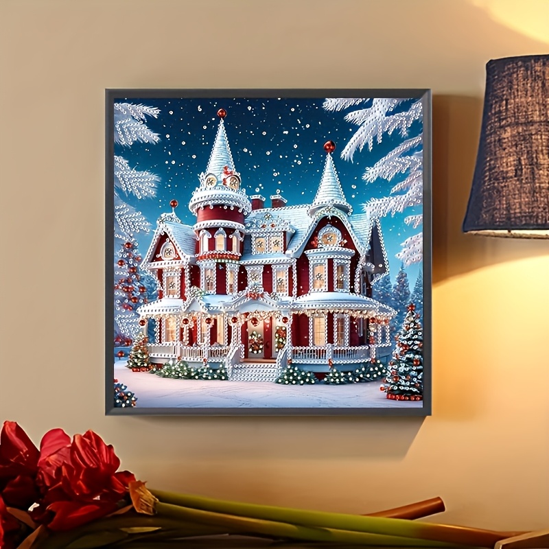 Image of 1pc Of Diamond Painting Kit, 5d Christmas House With Special Shaped For Partial Diamond Inlay Painting Mosaic Craft, Handmade Creative Production To Your And Passion For Creation