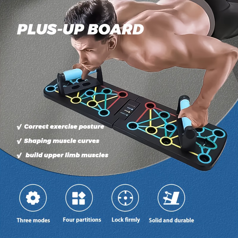 Multifunctional Folding Push-Up Board, Chest Muscle Training Auxiliary Equipment, PP Material - No Charging Required, Portable Home Fitness Equipment, Suitable for Full Body Exercise, Push-Up Bar, with Resistance Band, Home Gym Push-Up Bar, Floor-Type Push-Up Handle, Professional Strength Training Equipment, Professional Training Kit, Foldable Push Bar And Resistance Band, Home Fitness Equipment, Chest And Arm Muscle Training, Strength Training