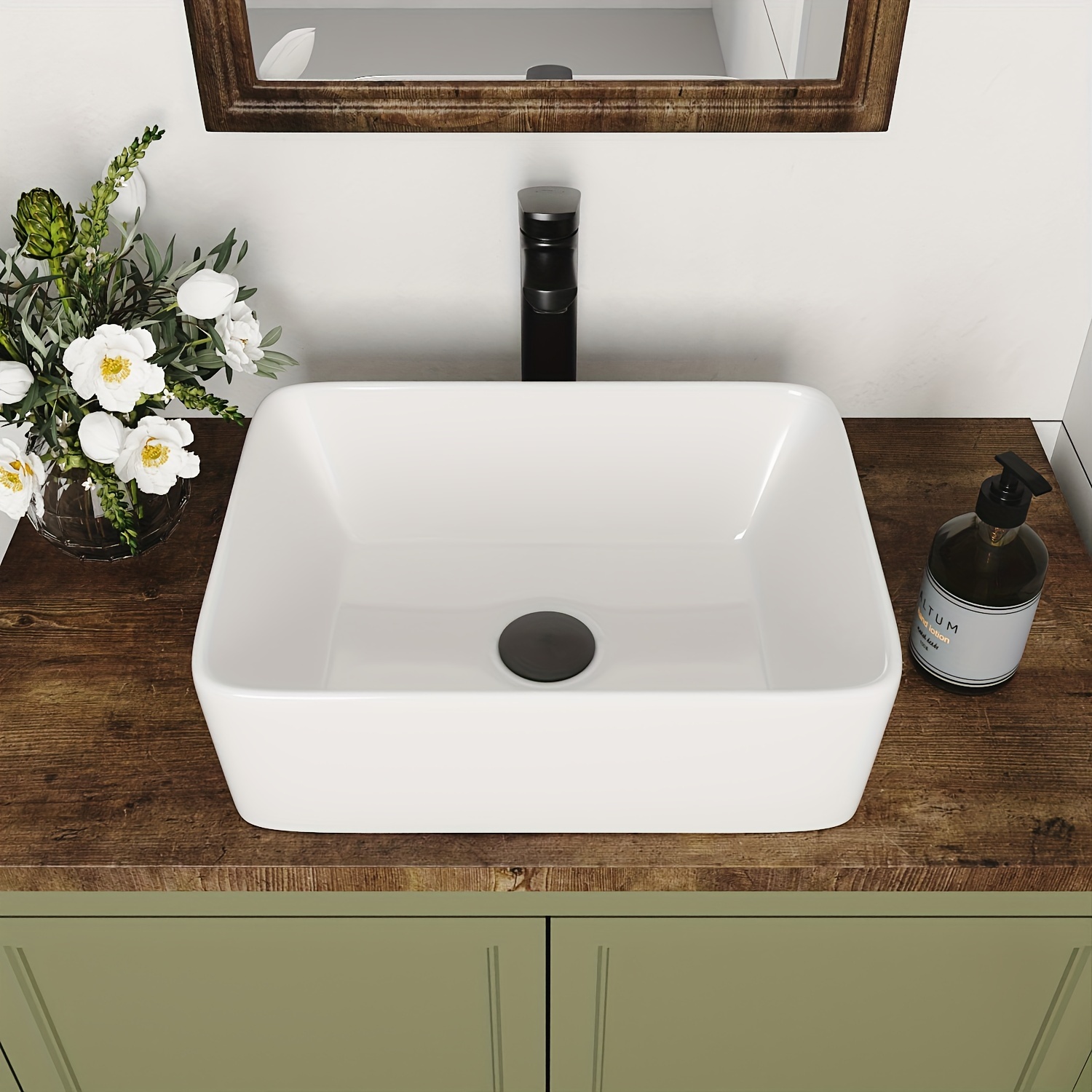 

Deervalley Bathroom Sink Dv-1v0048/dv-1v0048blibery 16 Inch X 12 Inch White Bathroom Sink Ceramic Countertop Top Sink Bowl,