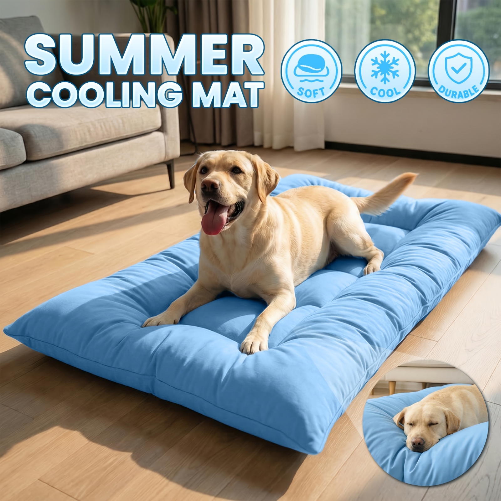 extra large summer cooling mat dog sofa bed ultra soft 8 compartments extra large plush dog sofa bed super soft thick polyester pet mat with a non slip   comfortable rectangular sofa suitable for small to large dogs and cats