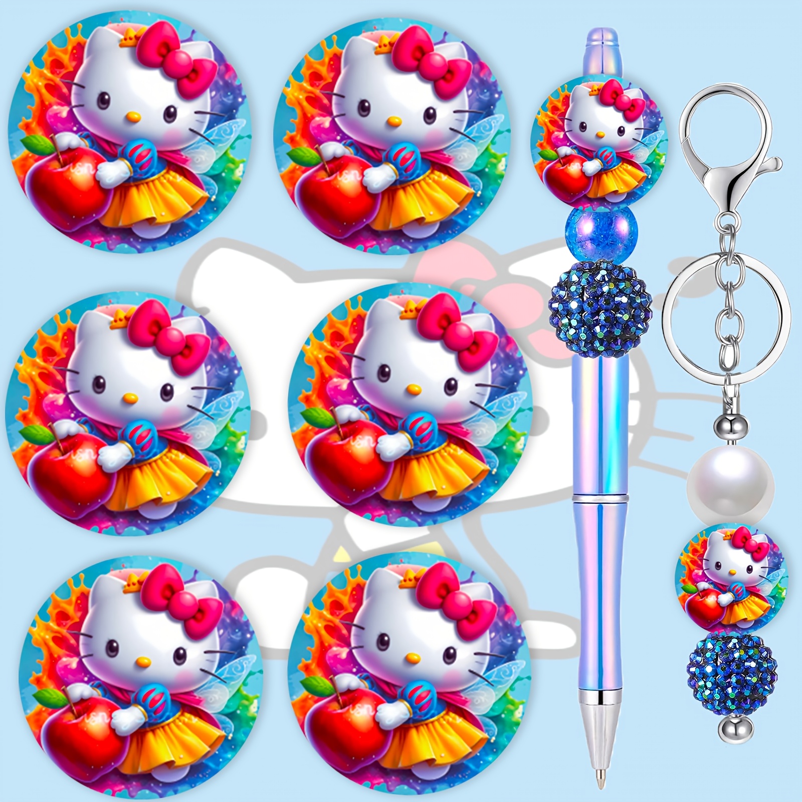 

6pcs Sanrio Hello Kitty Princess-themed Silicone Beads For , Keychains & Craft Decorations