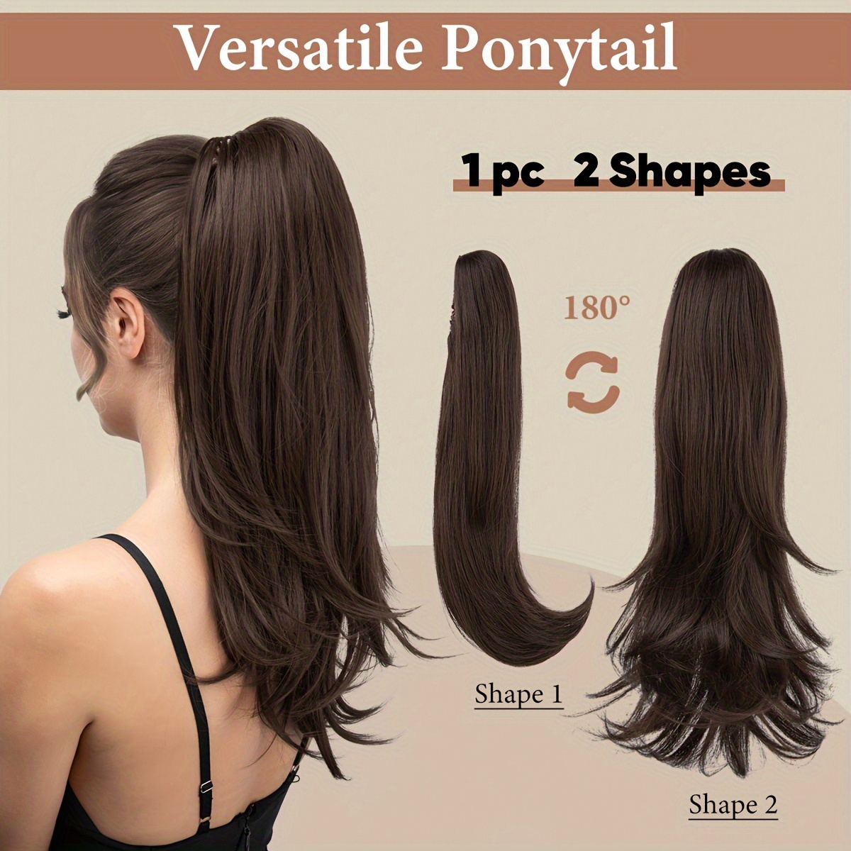 womens elegant clip in ponytail extension 18 inch multi style synthetic hairpiece versatile small pony accessory details 1
