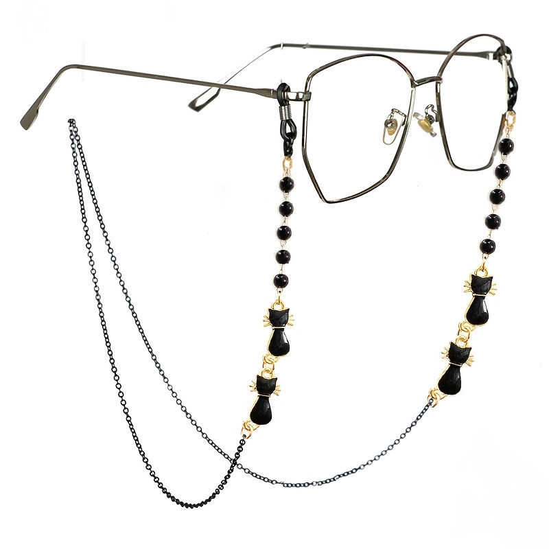 TEMU 1pc Chaîne pour Lunettes de Chat, Accessoire Élégant pour Lunettes, Cordon -Perte, Retenue pour Lunettes de Lecture et Masques, Idéal pour