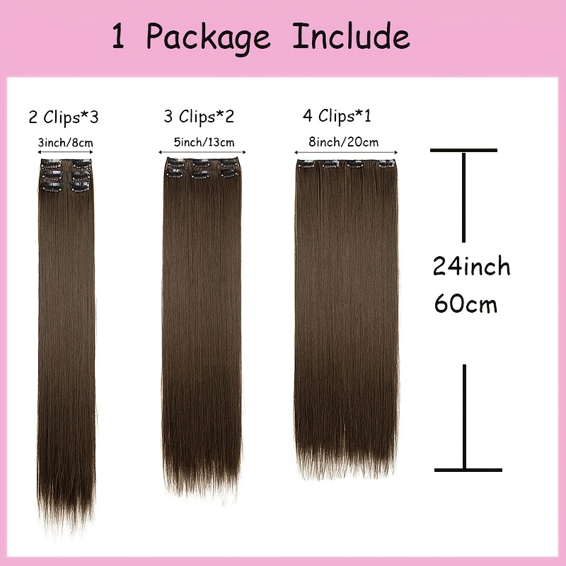 elegant womens long straight hair extensions heat resistant synthetic clips for blonde black hair daily use stylish hairpiece heatresistant hairpiece durable hairpiece details 3