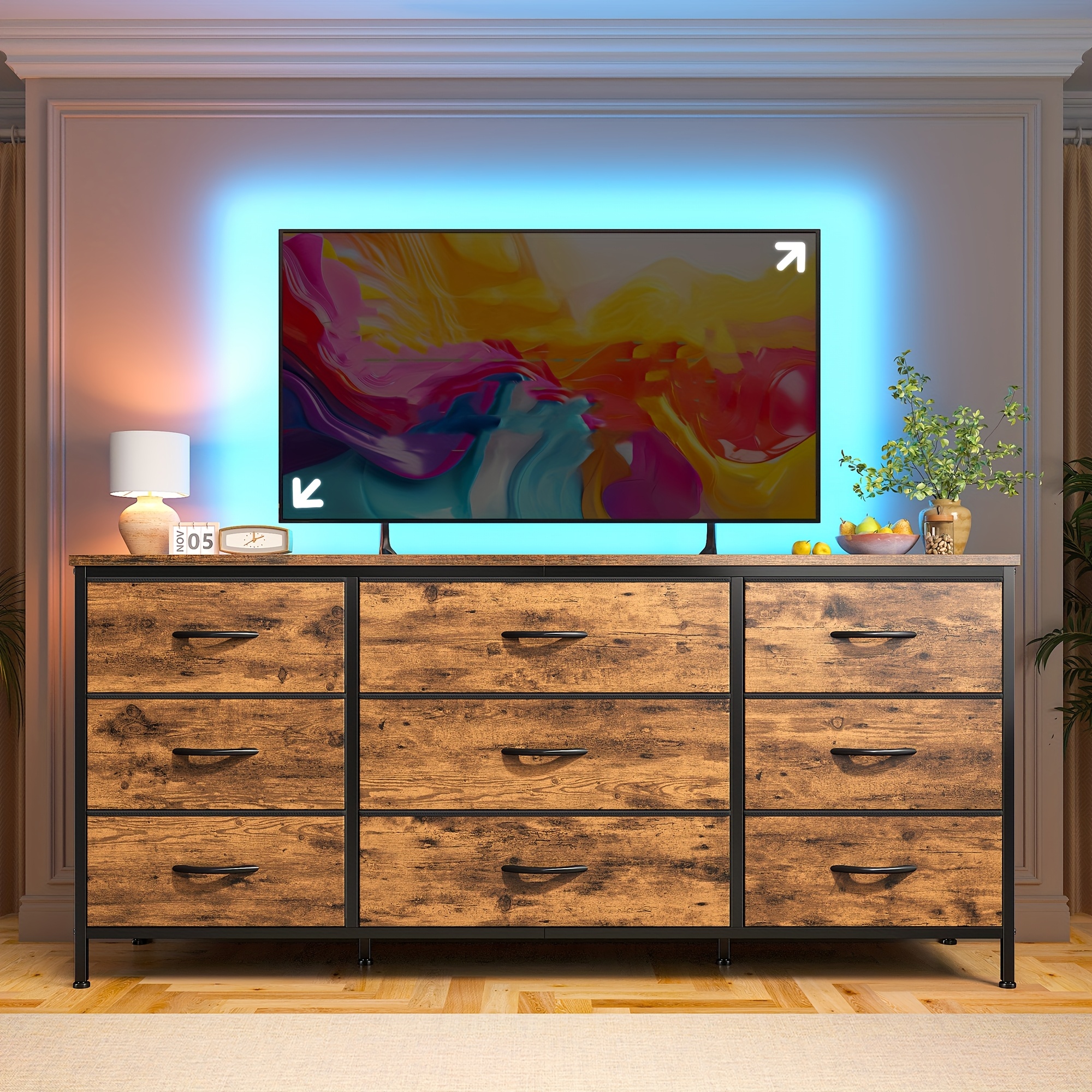 brown dresser tv stand Behost TV Stand for 65 Inch, Dresser TV Stand with 2 Large Dresser Dra –  Keenstone.com main image 1