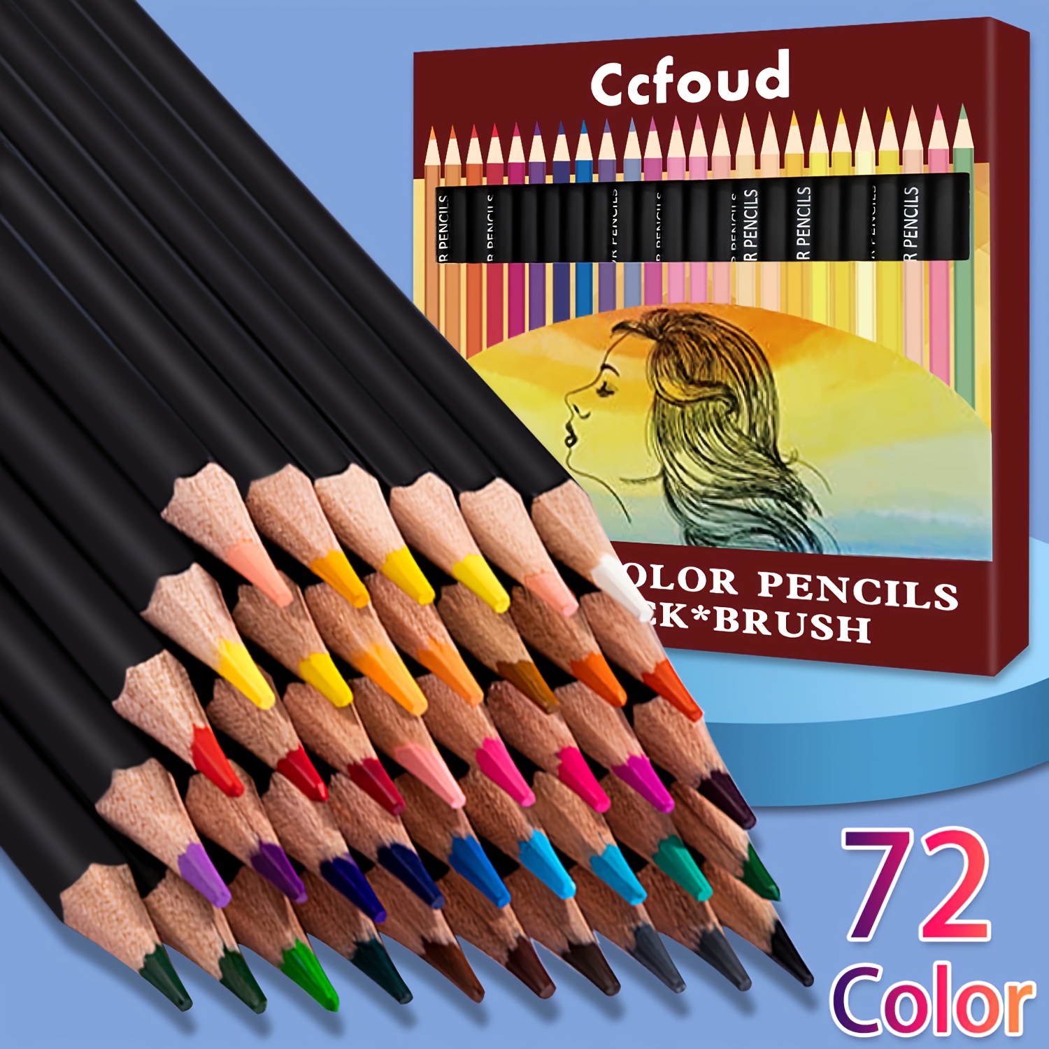 Image of Ccfoud Watercolor Pencils - Professional Art Painting Set Of 72 - Beautiful Blending Effects With Wet Or Dry - Ideal For Coloring Book - Water Soluble Pencils For Adults Artist