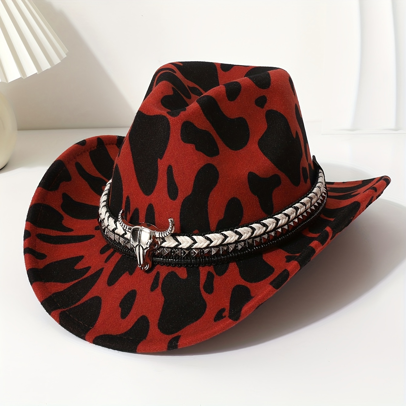 TEMU Un Nouveau Chapeau Haut à Imprimé Léopard, Chapeau en Feutre Vintage Style Français pour Femmes, Chapeau Jazz Automne/Hiver avec Tête de et