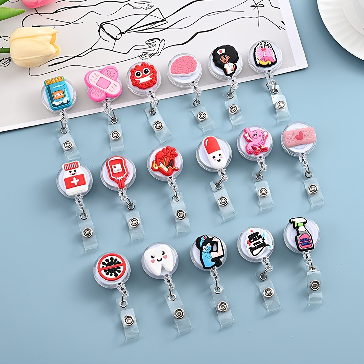 

5pcs Nurse Badge Medical Cartoon Retractable Employee Factory Badge Cute Id Lanyard Issued