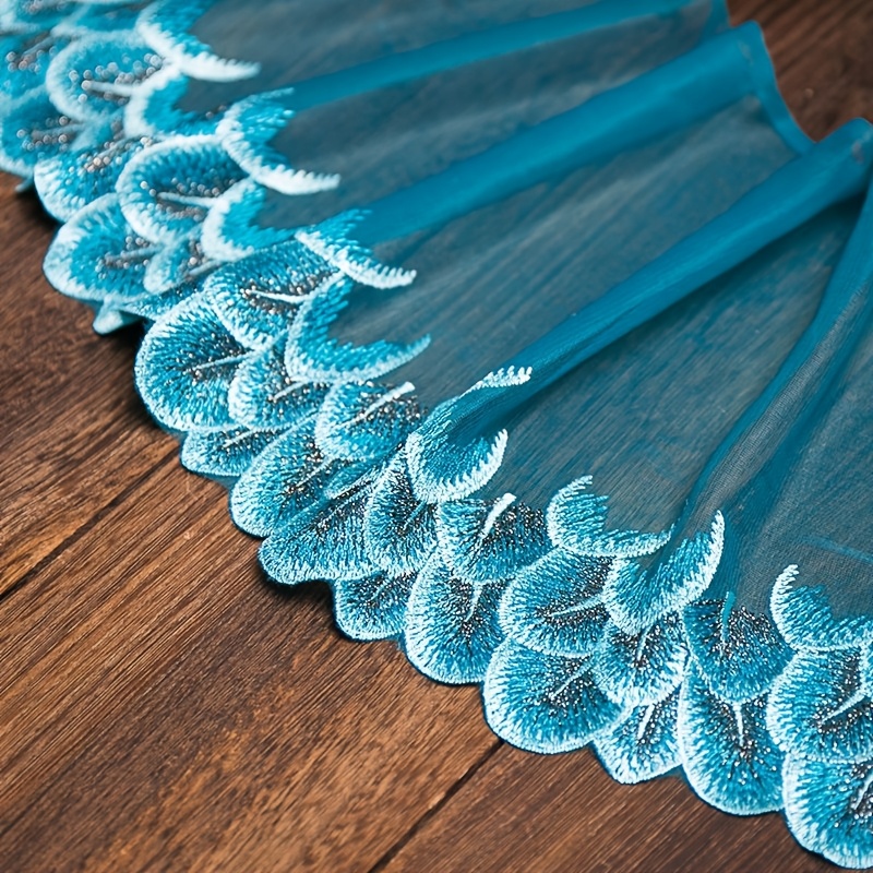E-shop Ein Stück Pfauenfeder-Stickerei-Spitze, 1 Yard/36 Zoll*20 cm, geeignet für Vorhänge, Kleidungsdekoration, Abendkleider, für DIY-Kleider