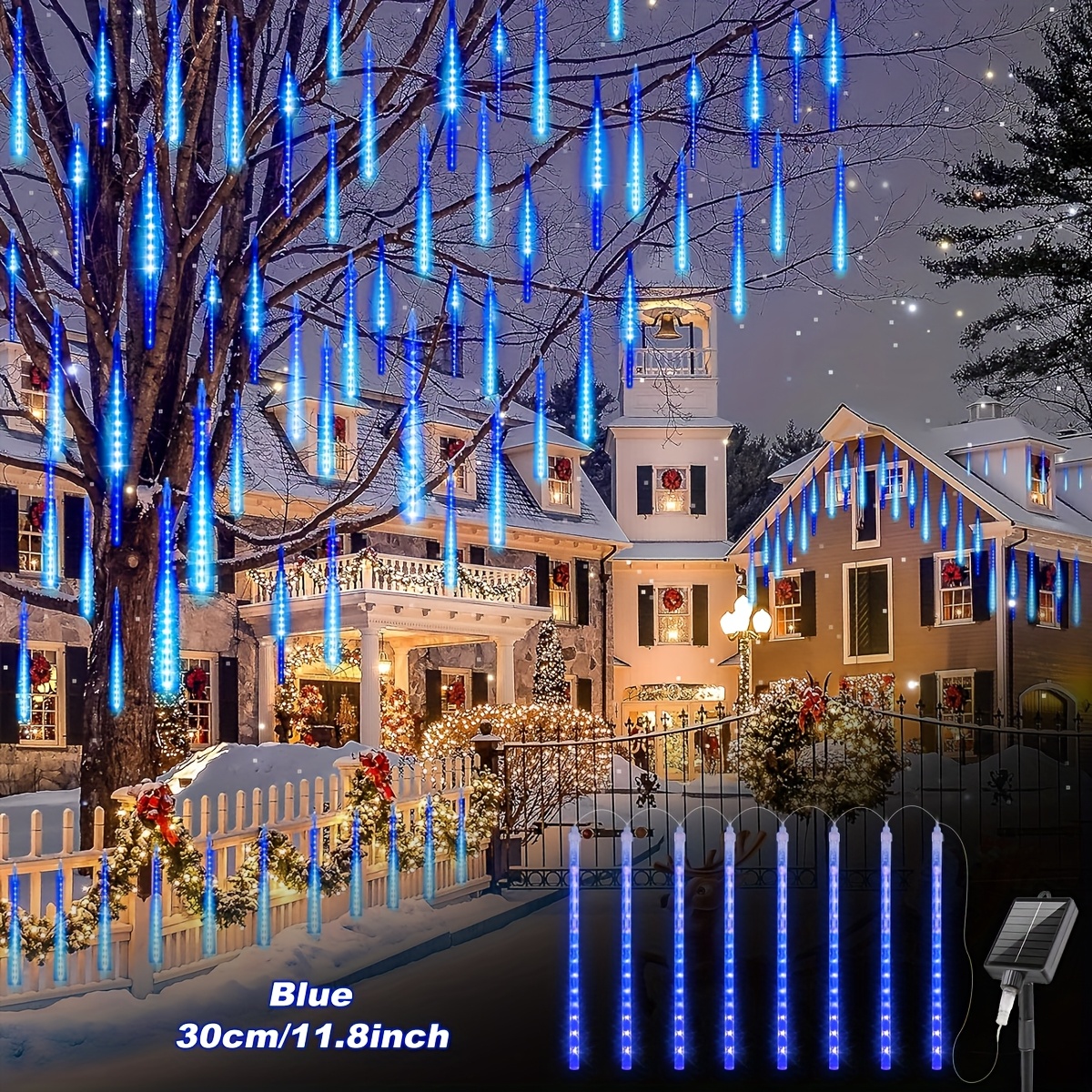 1 lot de guirlandes lumineuses décoratives Pluie de météores solaires – Image 15
