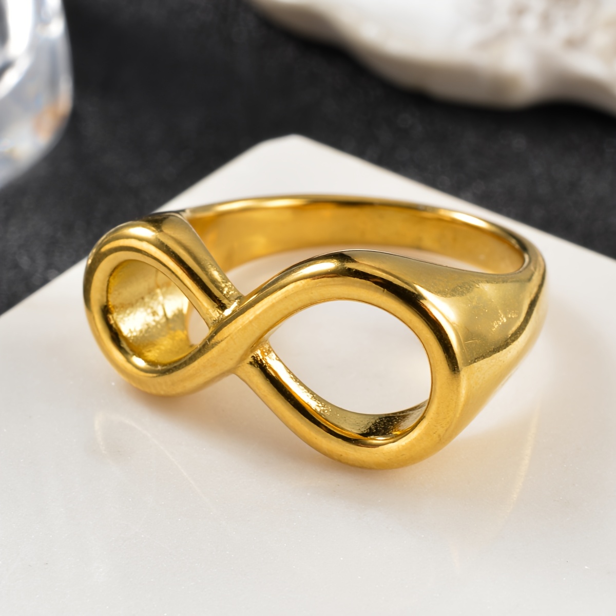 Women's Minimalist Infinity Symbol Twisted 8-Shaped Ring, Timeless Gift
