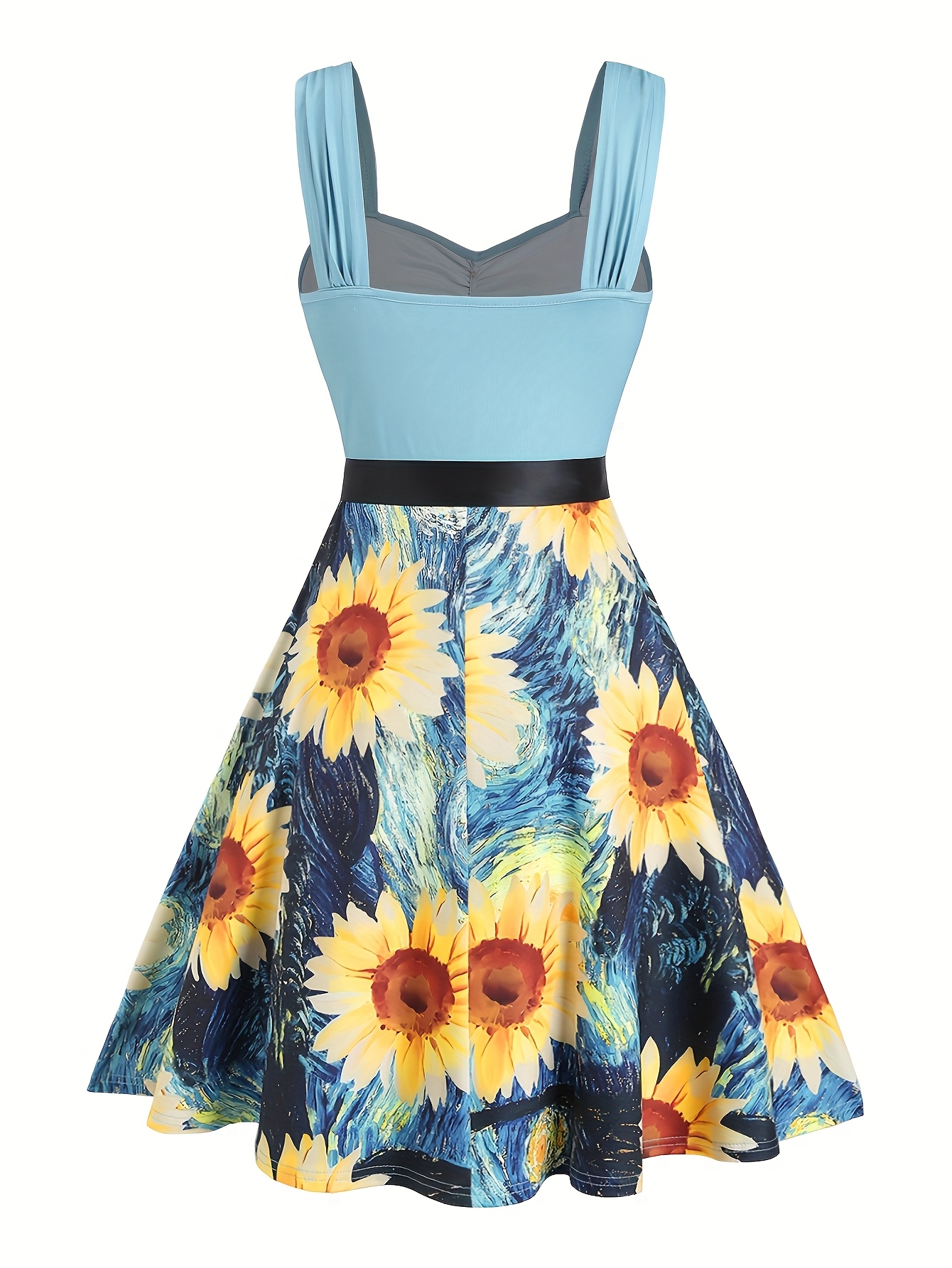 womens elegant floral sunflower print slip dress sweetheart - Temu Mexico