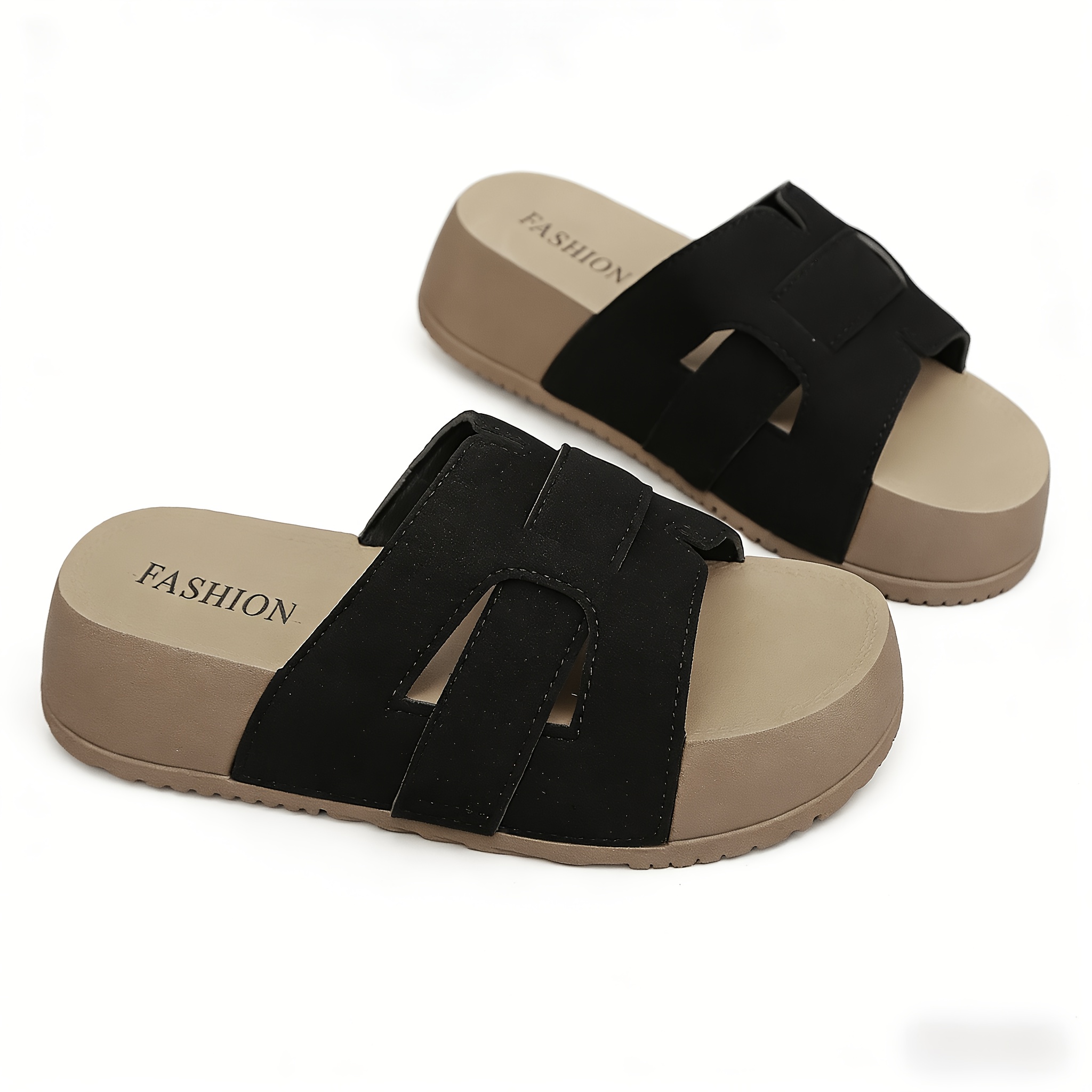 TEMU Women's Fashion Hollow Thick-soled Slides, Comfortable All-match Slippers, Women Shoes