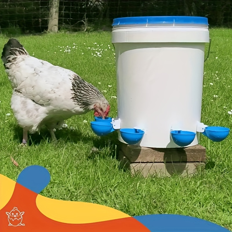 

5pcs Blue Large Automatic Chicken Waterer Cups, Suitable For Ducks, Geese, Turkeys, And Bunny Rabbit - Water Feeder Kit - Poultry Waterer