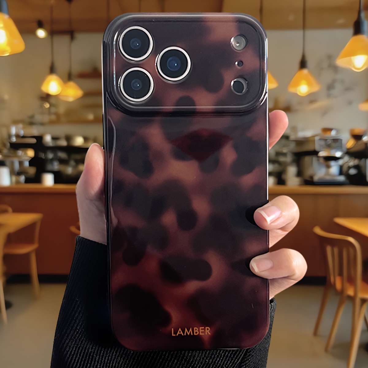 E-shop Retro Amber Leopard Print Schutzhandyhülle Kompatibel mit iPhone 17 Pro 17 16 15 14 13 12 Pro Max 11 Winter Verlauf Stoßfestes Cover Gehäuse