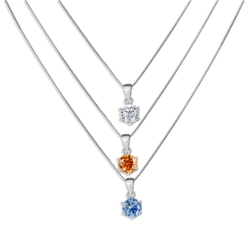 1CT Colored Moissanite Pendant Necklace — 925 Sterling Silver