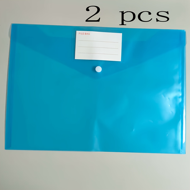 TEMU Set Of 2 Popular A4 Button File Bags Made Of Colored Pp Plastic For Office Data And Bill Storage
