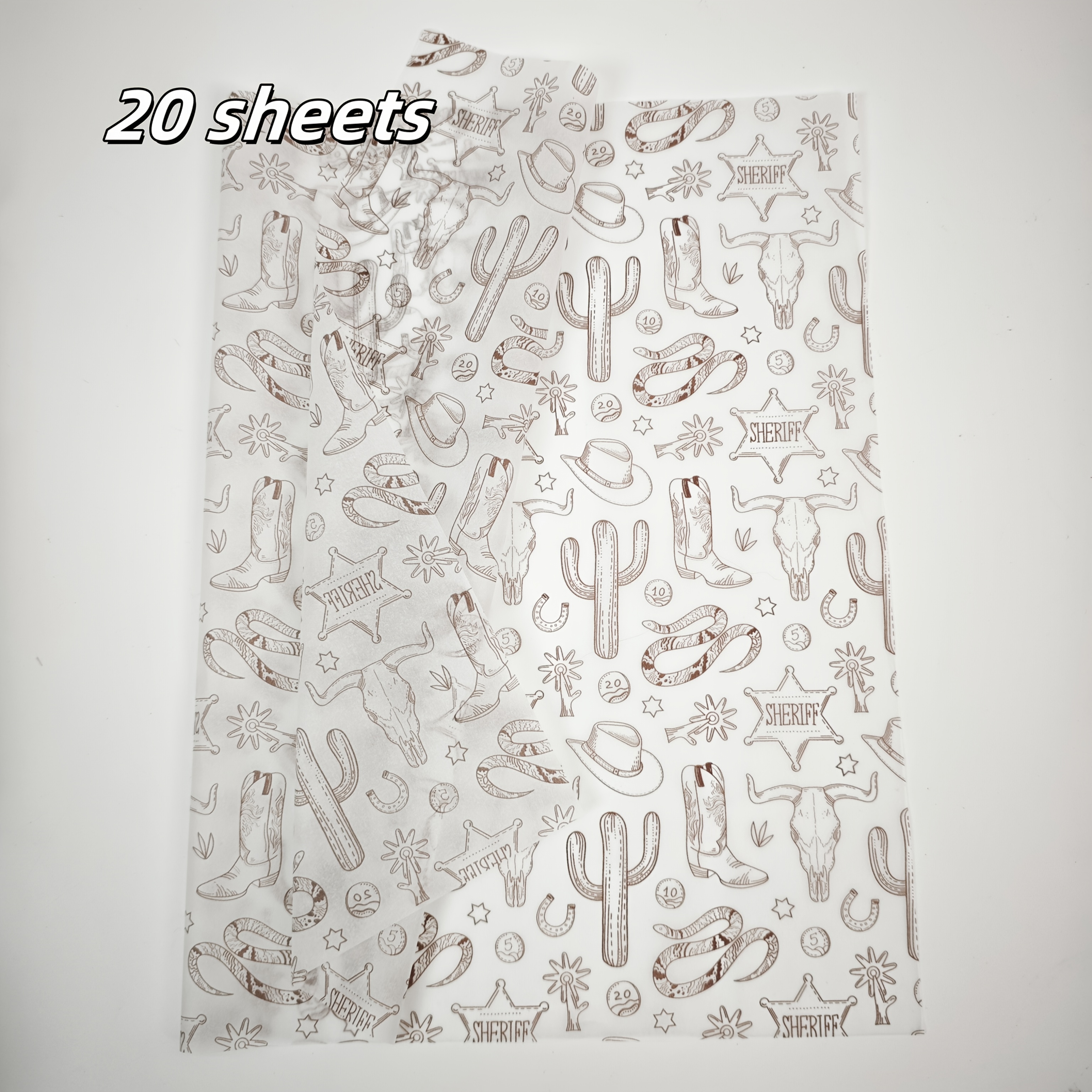 TEMU 20 Sheets Brown Denim Pattern Thin Paper, Suitable For Gift Decoration Western Cowboy Theme Thin Paper, Used For Bouquet Wrapping, Gift Box