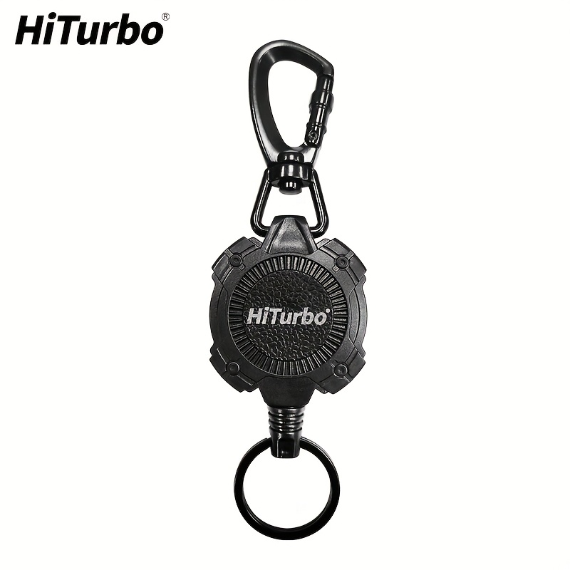 Image of 1pc Hiturbo Scuba Retractor Clip - Retractable Heavy Duty Diving Gear Tether -release Extension Cord & Ring For Dive Gauges, Spearfishing, Flashlights, Cameras (black), Scuba Diving Accessories