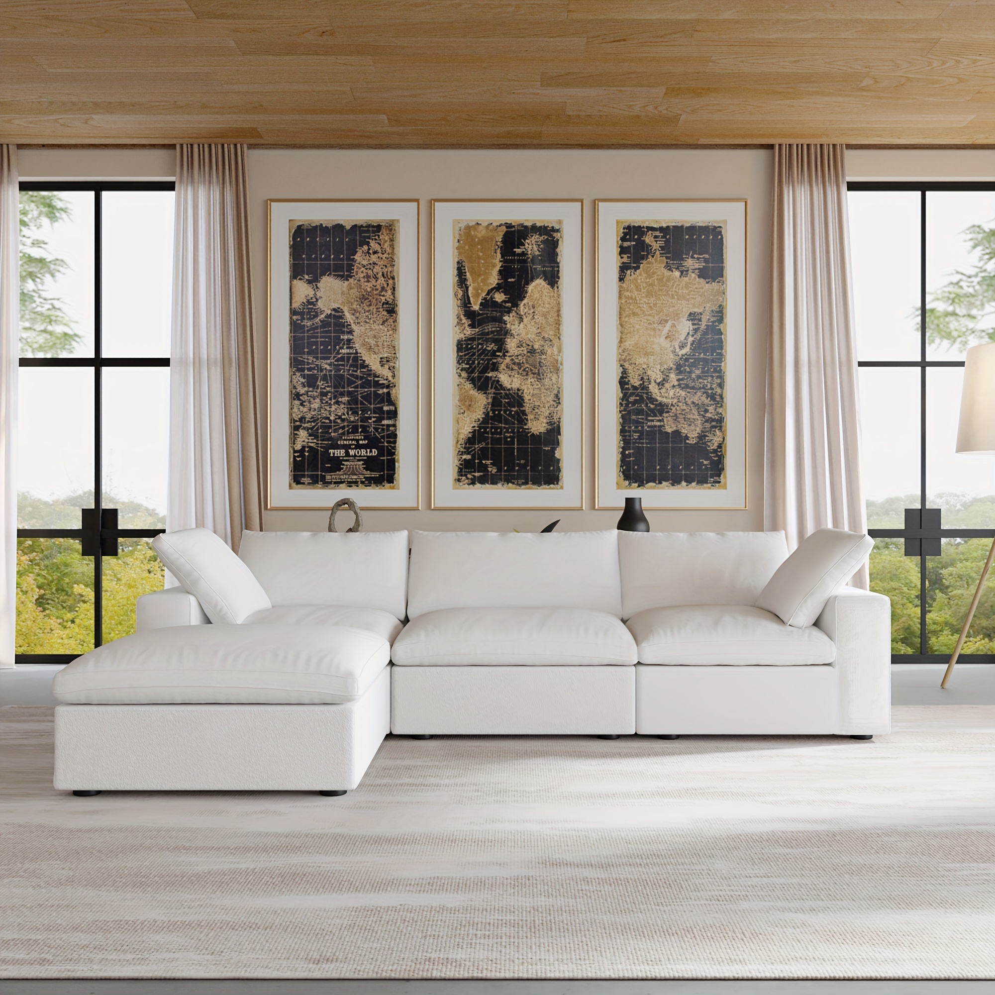 86.5'' Chenille Modular Sectional Sofa, 5 Seat U Shaped Couch Set Wi
