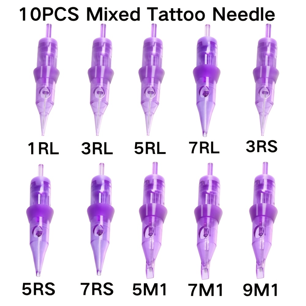 10pcs/20pcs/40pcs Mixed Size Tattoo Needle Cartridge With Safety Membrane Rl Rs M1 Tattoo Cartridge Needle For And Beginners