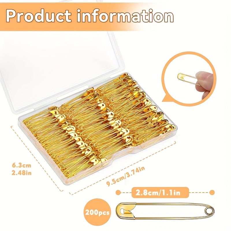 E-shop 150/200 Stück Goldene Sicherheitsnadeln Sortiment - 18mm/28mm, Rostfrei für Nähen, Basteln, Schmuckherstellung & Kunstprojekte, Langlebige