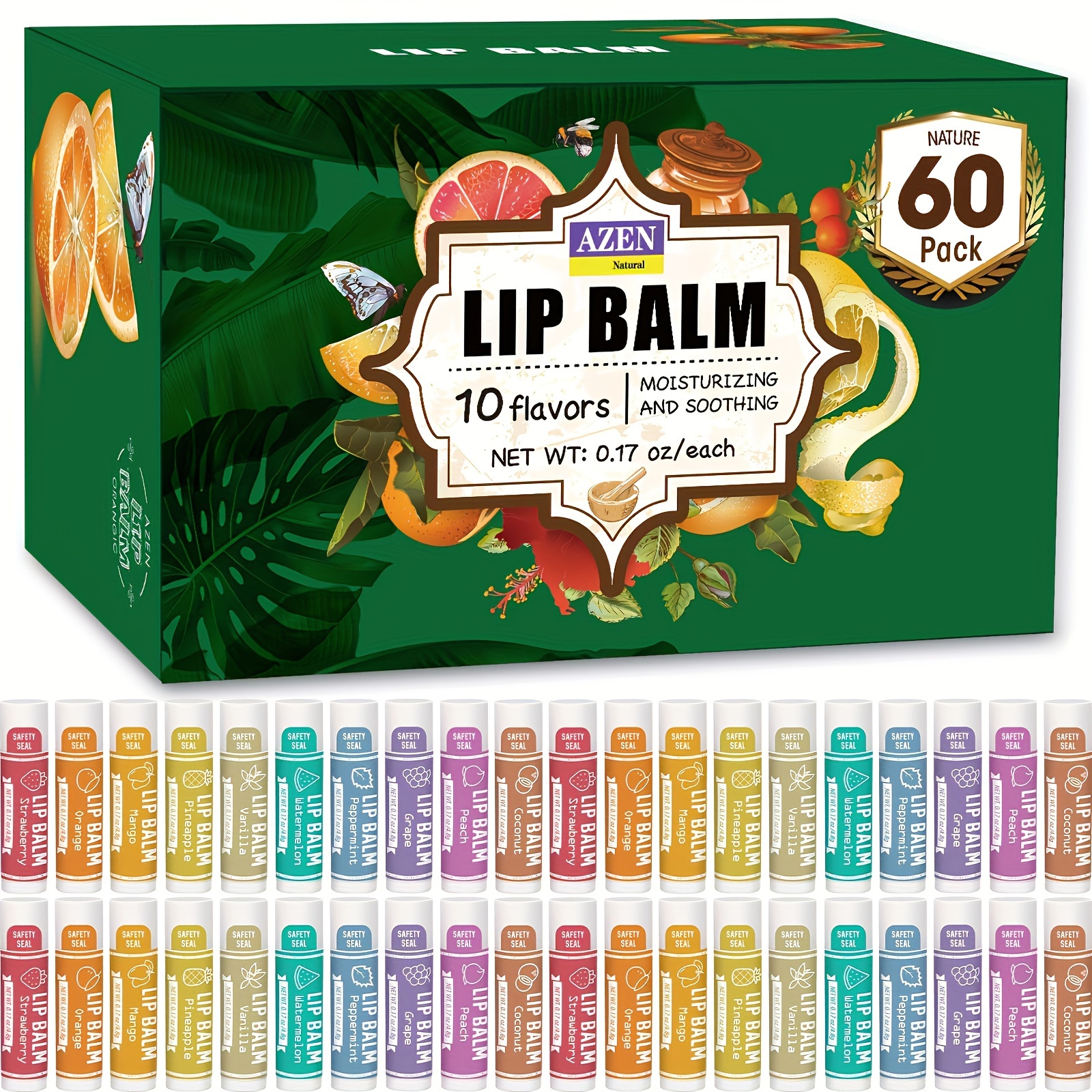 

60pcs/set, Lip Balm Gift Set, Moisturizers With 10 Flavors, Beeswax & Coconut Oil-based Lip Care, Lip Oil Gift Set For Women, Ideal For Party Favors & Souvenirs