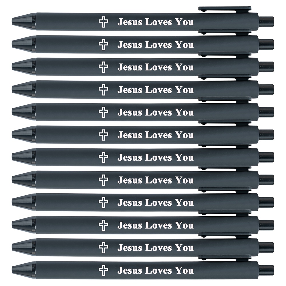 Image of 12pcs Black Ballpoint Pen With Text About " You". Smooth Ink. Perfect Gifts For Christian, Bible Learner. Christmas Gifts
