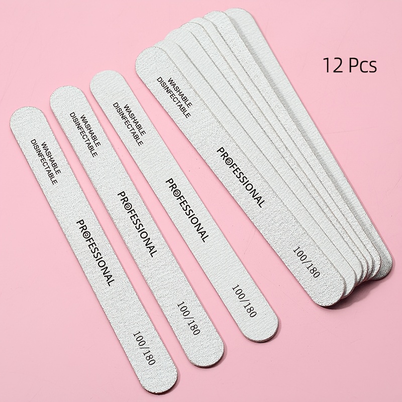 TEMU 12pcs/pack Professional Gray Sandpaper Nail File Product Wooden Straight Nails Pedicure Manicure For Personal/nail Practice