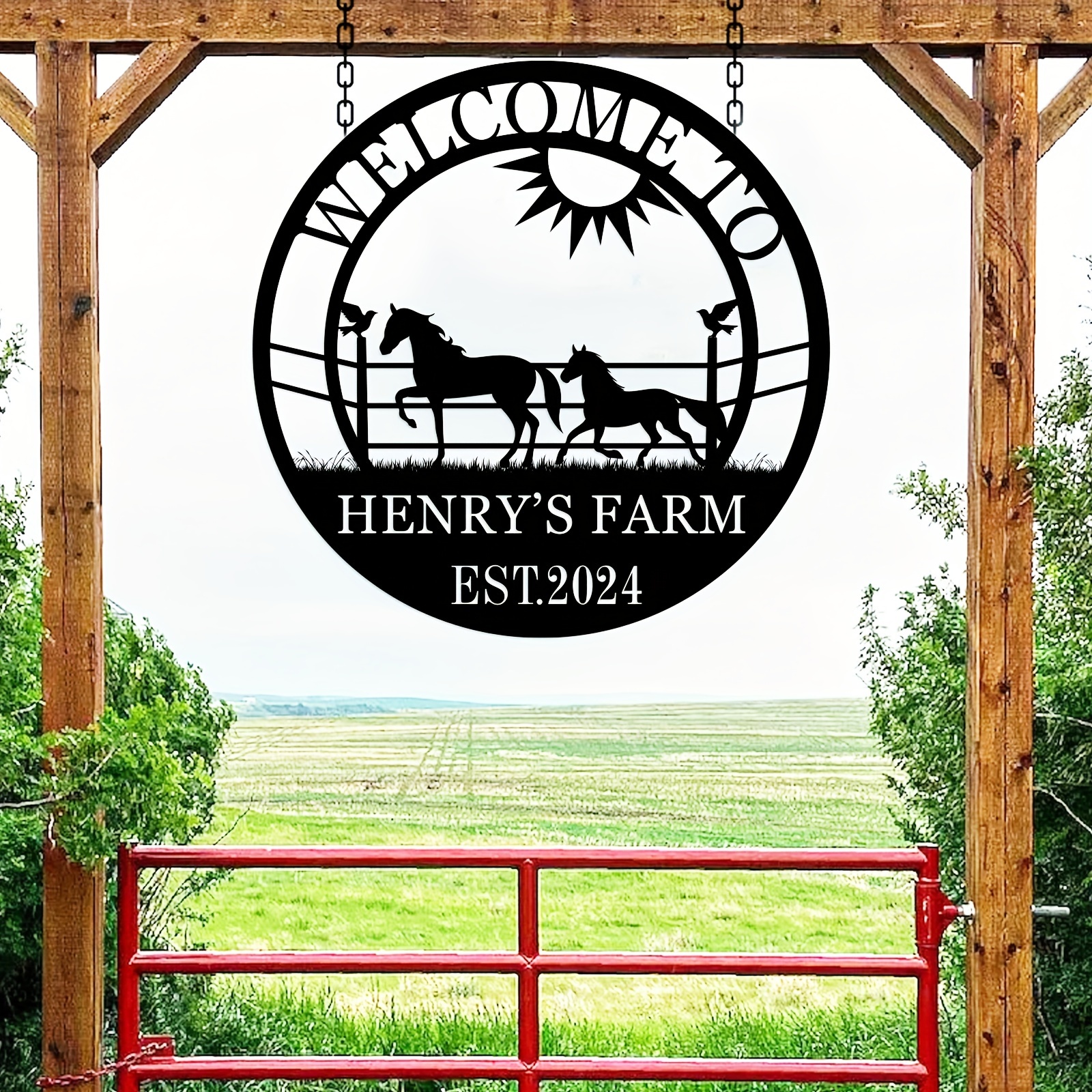 

Custom Horse Ranch & Farm Metal Sign - Welcome To Our Farm, Personalized Outdoor Name Plaque For Farms And Ranches, Ideal Gift