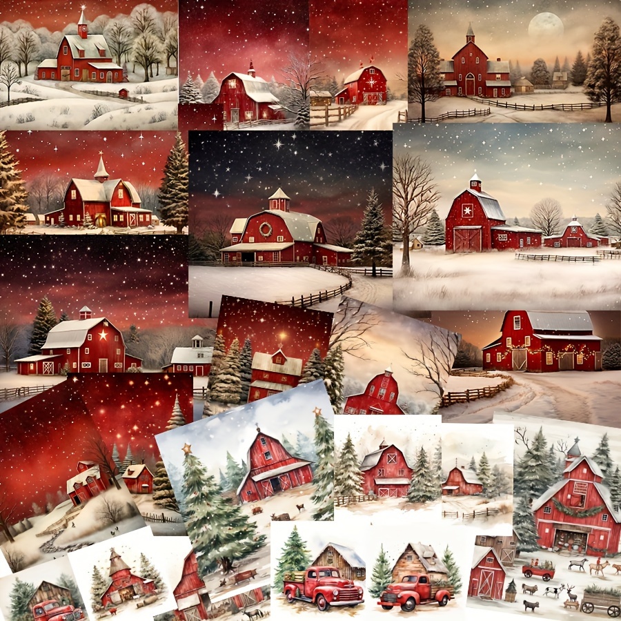 

58pcs Christmas Eve Card & Sticker Set - Winterbarn & For Diy Holiday Decor, Scrapbooking, Greeting Cards & More, Best For Christmas