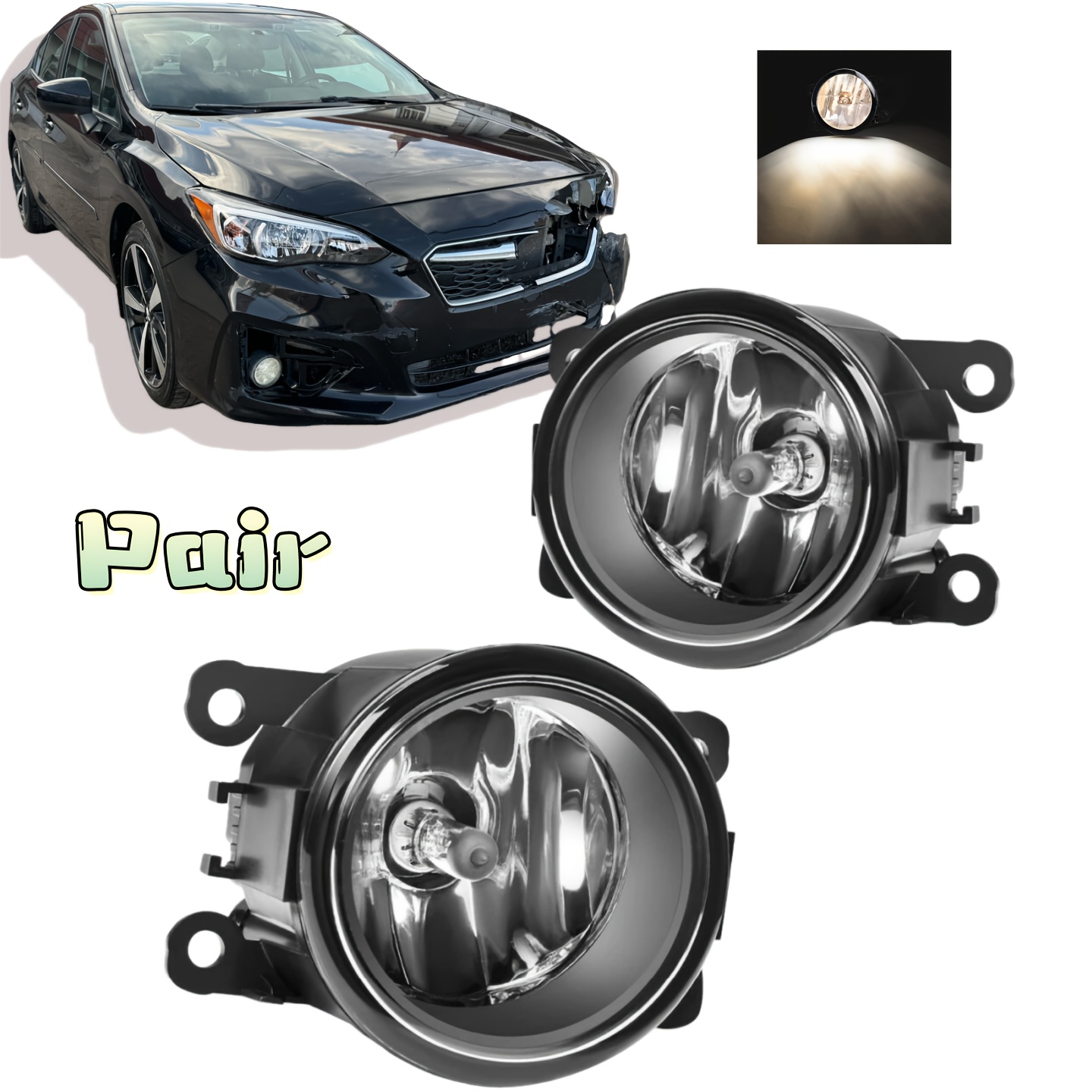 TEMU Pair For Forester 2014-2020 Fog Lights W/ Bulbs Front Bumper Lamp