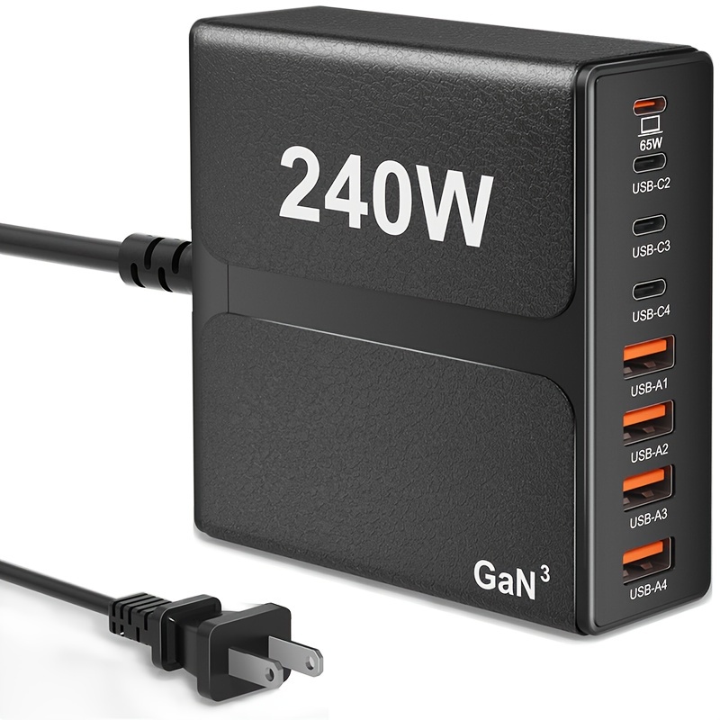 

240w 8-port Gan Usb C Wall Charger, Portable Fast Charging Station For Macbook Pro/air, Ipad Pro, Iphone 14/13/mini/pro/13pro Max/12, Galaxy Note